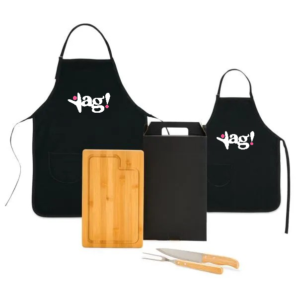 Kit Churrasco com Tábua de Bambu